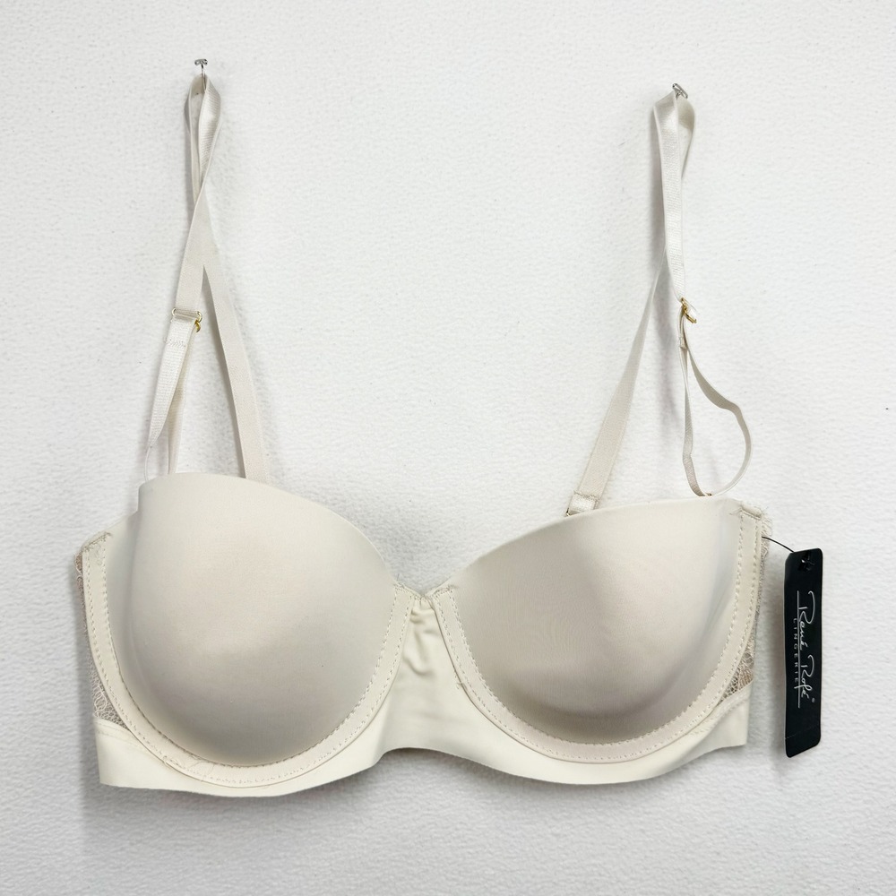 Rene Rofe Lingerie Cream Lace‎ Trim Underwire T-Shirt Bra 36C NWT